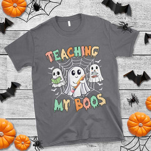 Teacher Halloween T Shirt Teaching My Boos Cute Ghost TS09 Charcoal Print Your Wear