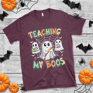 Teacher Halloween T Shirt Teaching My Boos Cute Ghost TS09 Maroon Print Your Wear