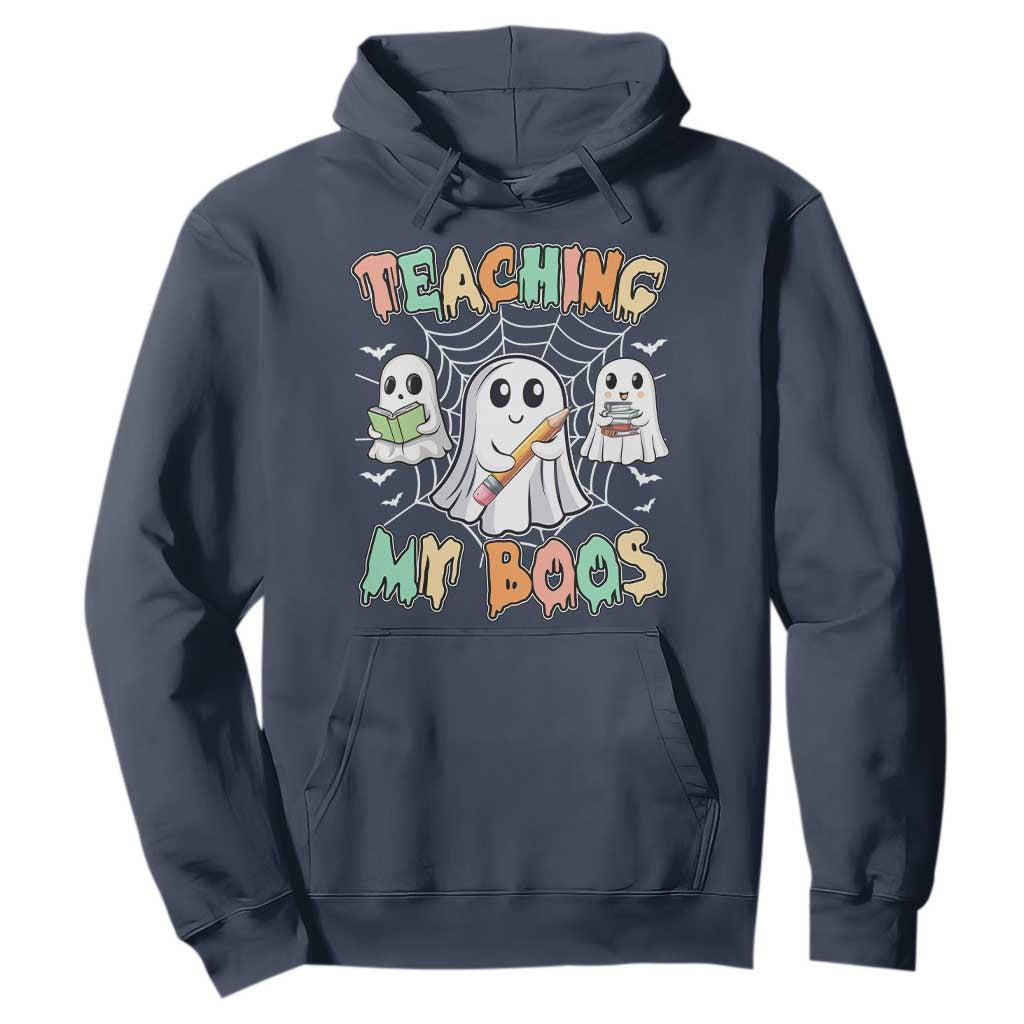 Teacher Halloween Hoodie Teaching My Boos Cute Ghost TS09 Navy Print Your Wear