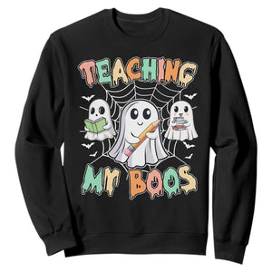 Teacher Halloween Sweatshirt Teaching My Boos Cute Ghost TS09 Black Print Your Wear