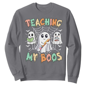 Teacher Halloween Sweatshirt Teaching My Boos Cute Ghost TS09 Charcoal Print Your Wear