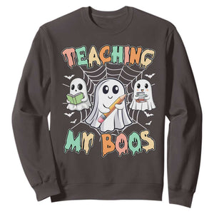 Teacher Halloween Sweatshirt Teaching My Boos Cute Ghost TS09 Dark Chocolate Print Your Wear