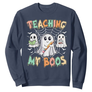 Teacher Halloween Sweatshirt Teaching My Boos Cute Ghost TS09 Navy Print Your Wear