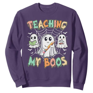 Teacher Halloween Sweatshirt Teaching My Boos Cute Ghost TS09 Purple Print Your Wear