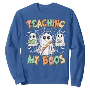 Teacher Halloween Sweatshirt Teaching My Boos Cute Ghost TS09 Royal Blue Print Your Wear