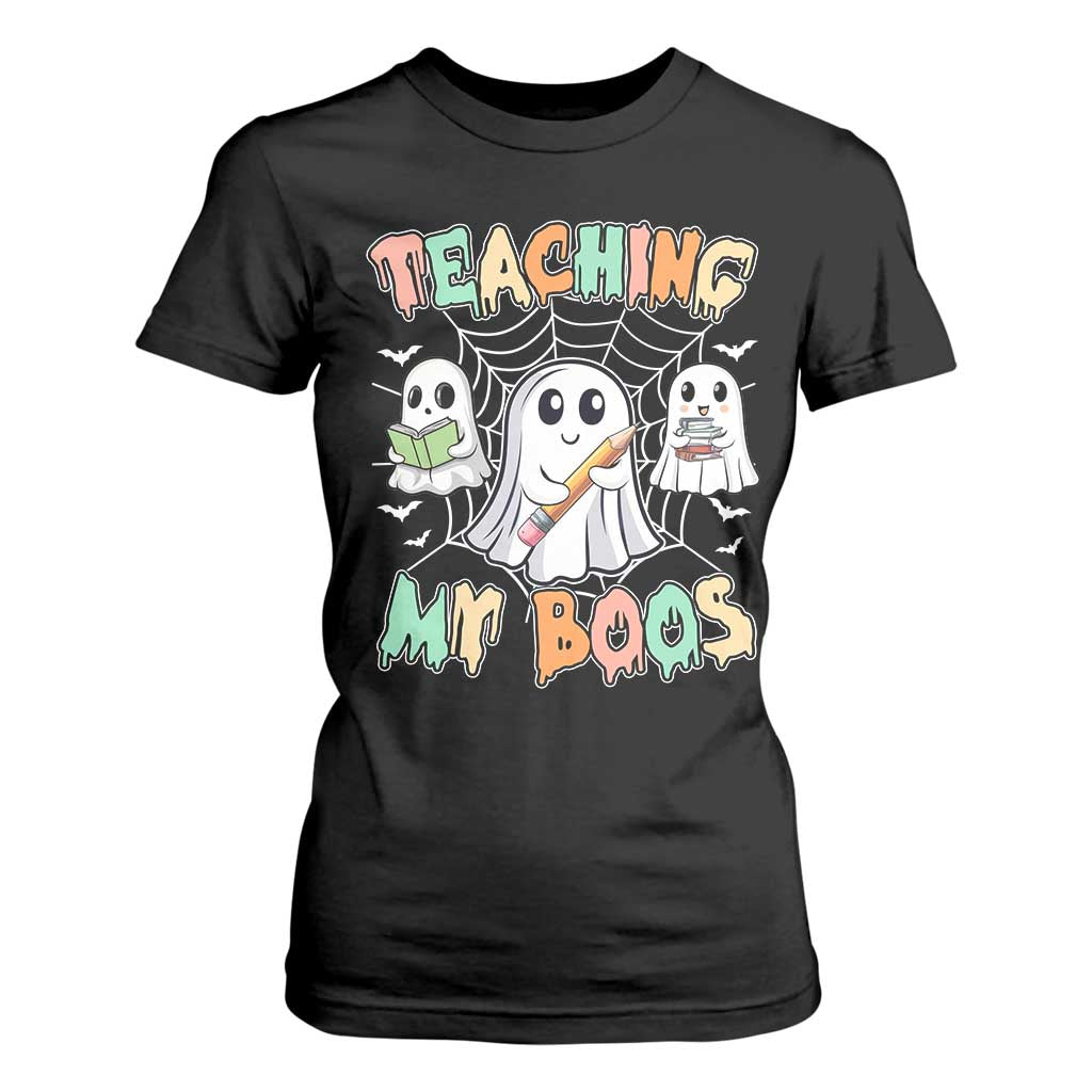 Teacher Halloween T Shirt For Women Teaching My Boos Cute Ghost TS09 Black Print Your Wear