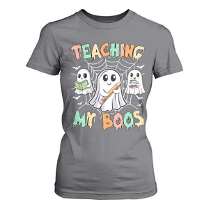 Teacher Halloween T Shirt For Women Teaching My Boos Cute Ghost TS09 Charcoal Print Your Wear