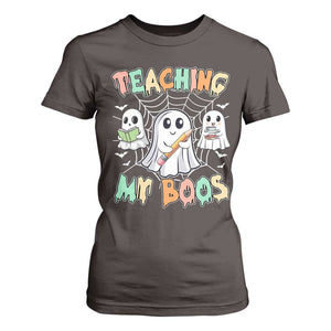 Teacher Halloween T Shirt For Women Teaching My Boos Cute Ghost TS09 Dark Chocolate Print Your Wear