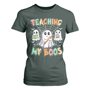 Teacher Halloween T Shirt For Women Teaching My Boos Cute Ghost TS09 Dark Forest Green Print Your Wear