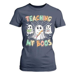 Teacher Halloween T Shirt For Women Teaching My Boos Cute Ghost TS09 Navy Print Your Wear