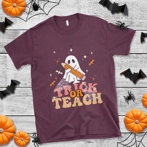 Teacher Halloween T Shirt Trick Or Teach Ghost TS09 Maroon Print Your Wear