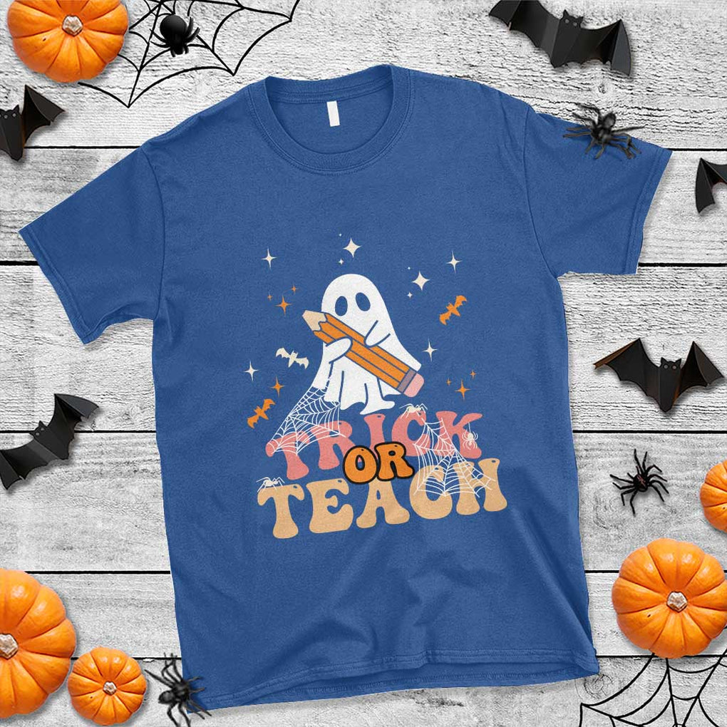 Teacher Halloween T Shirt Trick Or Teach Ghost TS09 Royal Blue Print Your Wear