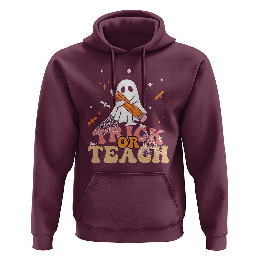 Teacher Halloween Hoodie Trick Or Teach Ghost TS09 Maroon Print Your Wear