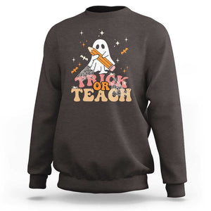 Teacher Halloween Sweatshirt Trick Or Teach Ghost TS09 Dark Chocolate Print Your Wear