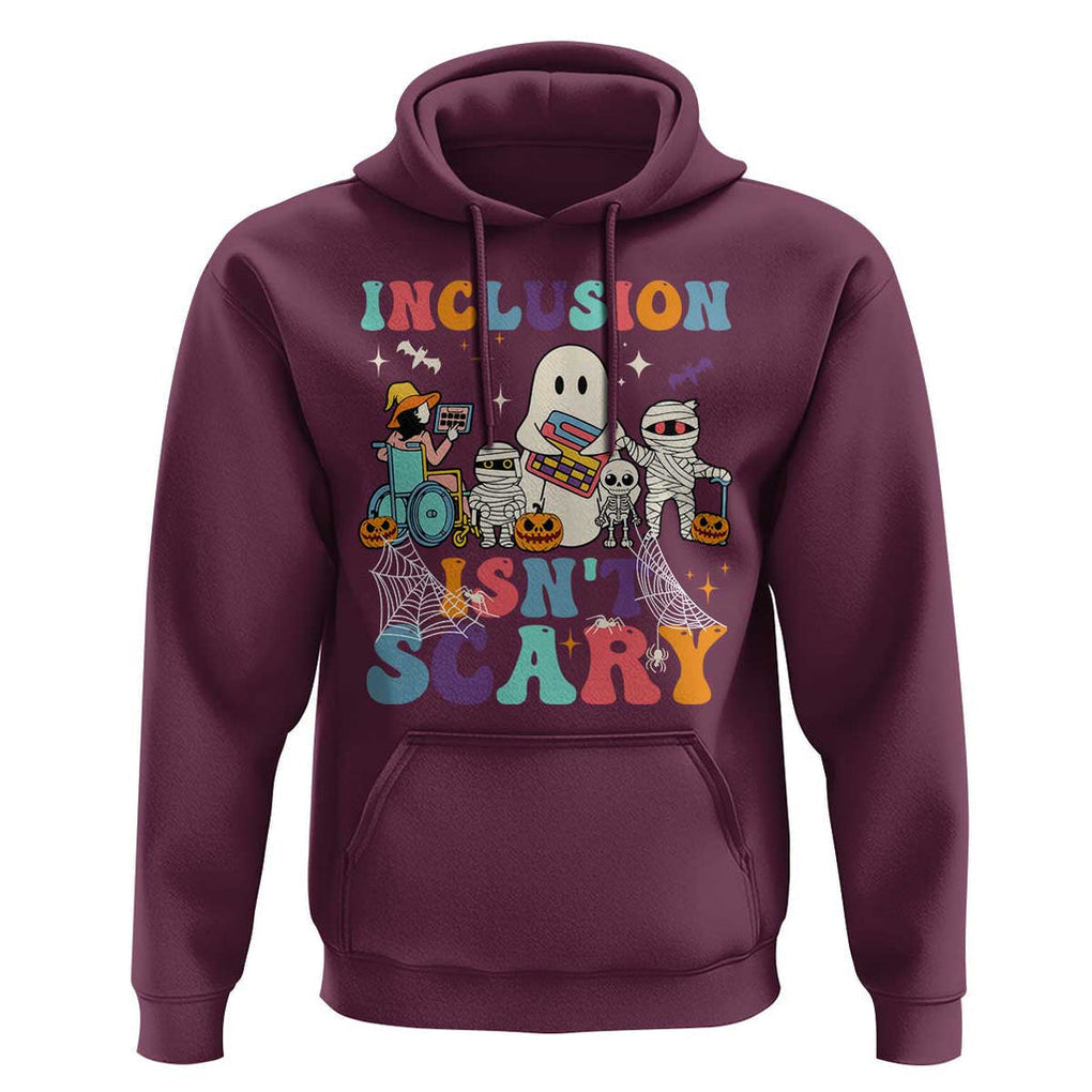 Special Teacher Halloween Hoodie Inclusion Isn't Scary TS09 Maroon Print Your Wear