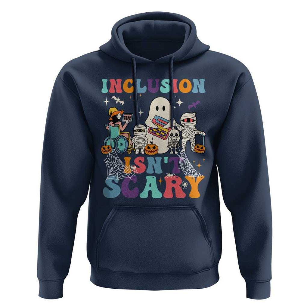 Special Teacher Halloween Hoodie Inclusion Isn't Scary TS09 Navy Print Your Wear