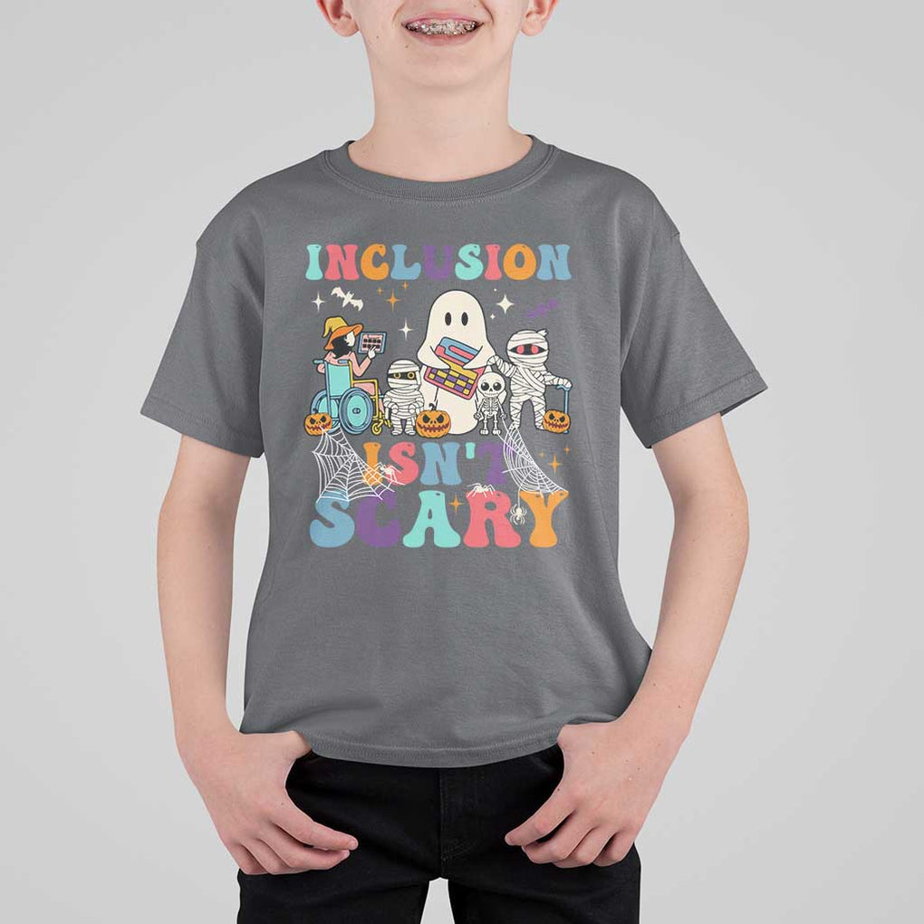 Special Teacher Halloween T Shirt For Kid Inclusion Isn't Scary TS09 Charcoal Print Your Wear