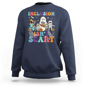 Special Teacher Halloween Sweatshirt Inclusion Isn't Scary TS09 Navy Print Your Wear