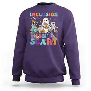 Special Teacher Halloween Sweatshirt Inclusion Isn't Scary TS09 Purple Print Your Wear