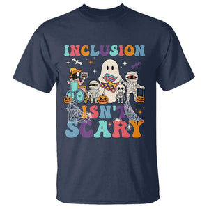 Special Teacher Halloween T Shirt Inclusion Isn't Scary TS09 Navy Print Your Wear