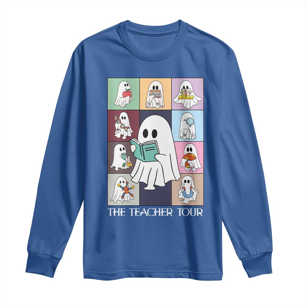 Science Teacher Halloween Long Sleeve Shirt Spooky Teacher Era TS09 Royal Blue Print Your Wear