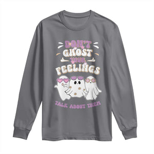 School Counselor Halloween Long Sleeve Shirt Don't Ghost Your Feelings Spooky Mental Health TS09 Charcoal Print Your Wear