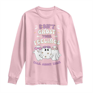 School Counselor Halloween Long Sleeve Shirt Don't Ghost Your Feelings Spooky Mental Health TS09 Light Pink Print Your Wear