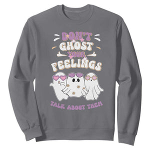 School Counselor Halloween Sweatshirt Don't Ghost Your Feelings Spooky Mental Health TS09 Charcoal Print Your Wear