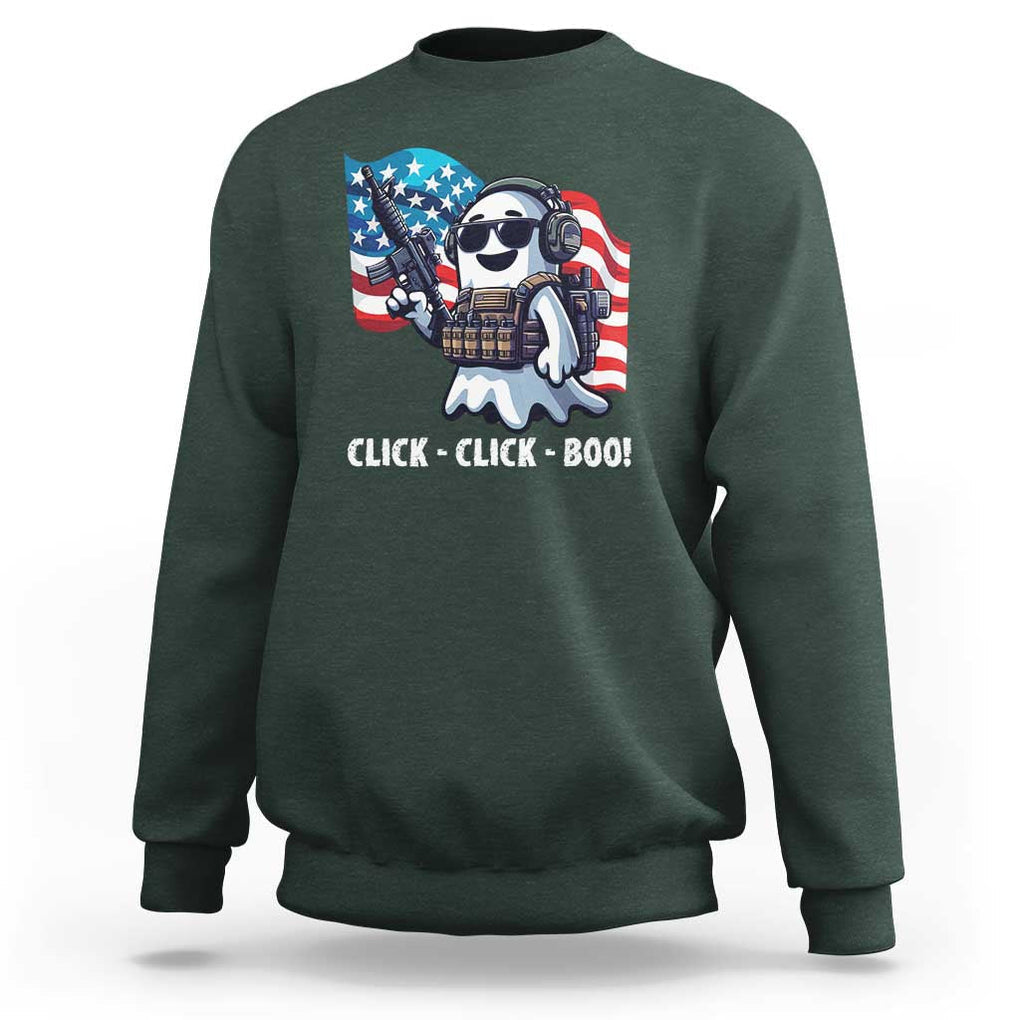 Halloween Veteran Sweatshirt Click Click Boo Army TS09 Dark Forest Green Print Your Wear