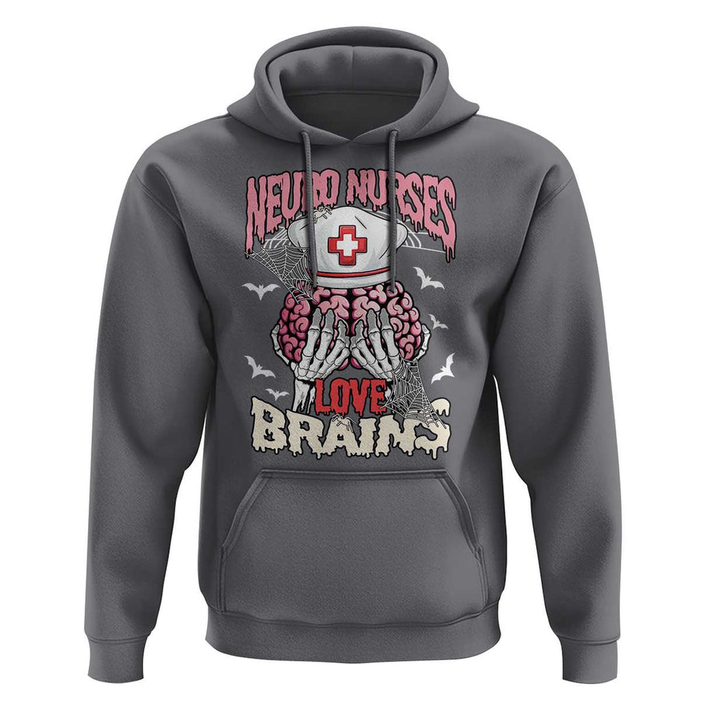 Nurse Halloween Hoodie Neuro Nurses Love Brains Skeleton TS09 Charcoal Print Your Wear