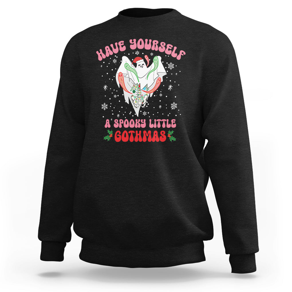 Have Yourself Spooky Little Gothmas Ghost Christmas Cute Boo Sweatshirt TS09 Black Printyourwear