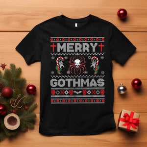 Merry Gothmas Goth Christmas Spider Skulls T Shirt TS09 Black Printyourwear