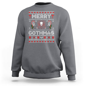 Merry Gothmas Goth Christmas Spider Skulls Sweatshirt TS09 Charcoal Printyourwear