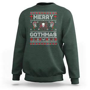Merry Gothmas Goth Christmas Spider Skulls Sweatshirt TS09 Dark Forest Green Printyourwear