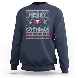 Merry Gothmas Goth Christmas Spider Skulls Sweatshirt TS09 Navy Printyourwear