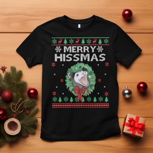 Merry Hissmas Possum Lovers Opossum Christmas T Shirt TS09 Black Printyourwear