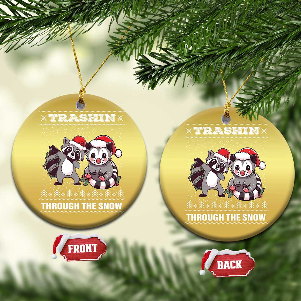 Funny Opossum Raccoon Xmas Christmas Ornament Trashin Through The Snow Garbage Gang TS09 Circle Gold Print Your Wear