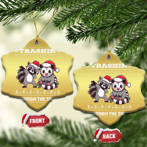 Funny Opossum Raccoon Xmas Christmas Ornament Trashin Through The Snow Garbage Gang TS09 Snow Flake Gold Print Your Wear