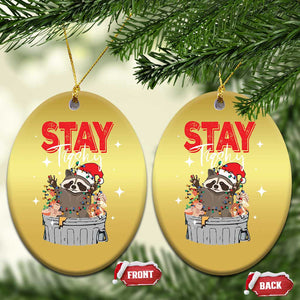 Funny Raccoon Xmas Christmas Ornament Stay Trashy Garbage Trashin Santa Hat TS09 Oval Gold Print Your Wear