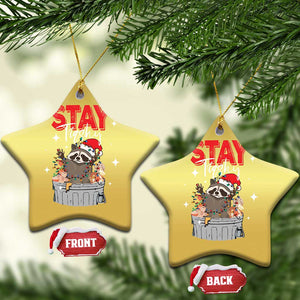 Funny Raccoon Xmas Christmas Ornament Stay Trashy Garbage Trashin Santa Hat TS09 Star Gold Print Your Wear