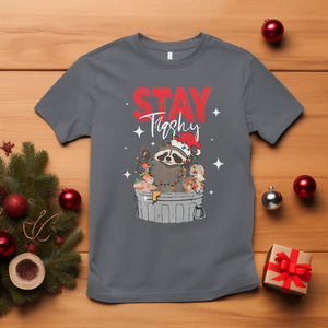 Stay Trashy Christmas Raccoon Garbage Trashin Santa Hat T Shirt TS09 Charcoal Printyourwear