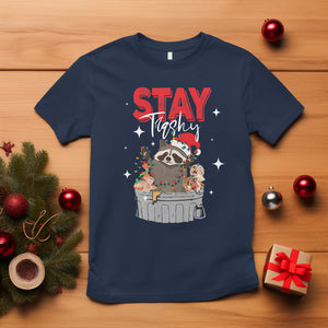 Stay Trashy Christmas Raccoon Garbage Trashin Santa Hat T Shirt TS09 Navy Printyourwear