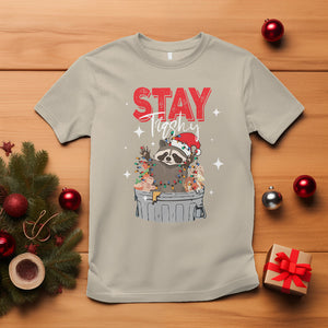 Stay Trashy Christmas Raccoon Garbage Trashin Santa Hat T Shirt TS09 Sand Printyourwear