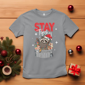 Stay Trashy Christmas Raccoon Garbage Trashin Santa Hat T Shirt TS09 Sport Gray Printyourwear