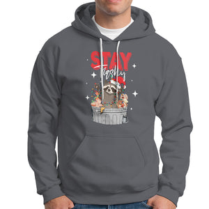 Stay Trashy Christmas Raccoon Garbage Trashin Santa Hat Hoodie TS09 Charcoal Printyourwear