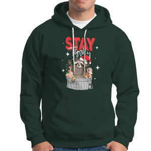 Stay Trashy Christmas Raccoon Garbage Trashin Santa Hat Hoodie TS09 Dark Forest Green Printyourwear