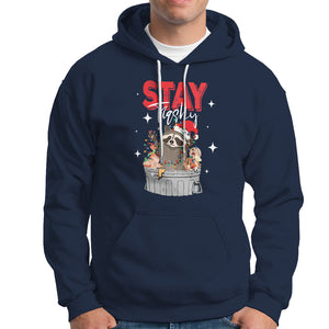 Stay Trashy Christmas Raccoon Garbage Trashin Santa Hat Hoodie TS09 Navy Printyourwear