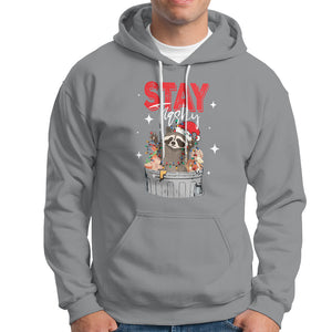 Stay Trashy Christmas Raccoon Garbage Trashin Santa Hat Hoodie TS09 Sport Gray Printyourwear