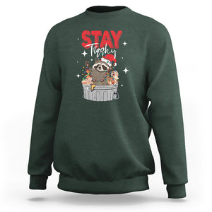 Stay Trashy Christmas Raccoon Garbage Trashin Santa Hat Sweatshirt TS09 Dark Forest Green Printyourwear