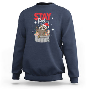 Stay Trashy Christmas Raccoon Garbage Trashin Santa Hat Sweatshirt TS09 Navy Printyourwear